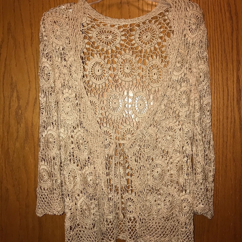 Knit Flower tie cardigan